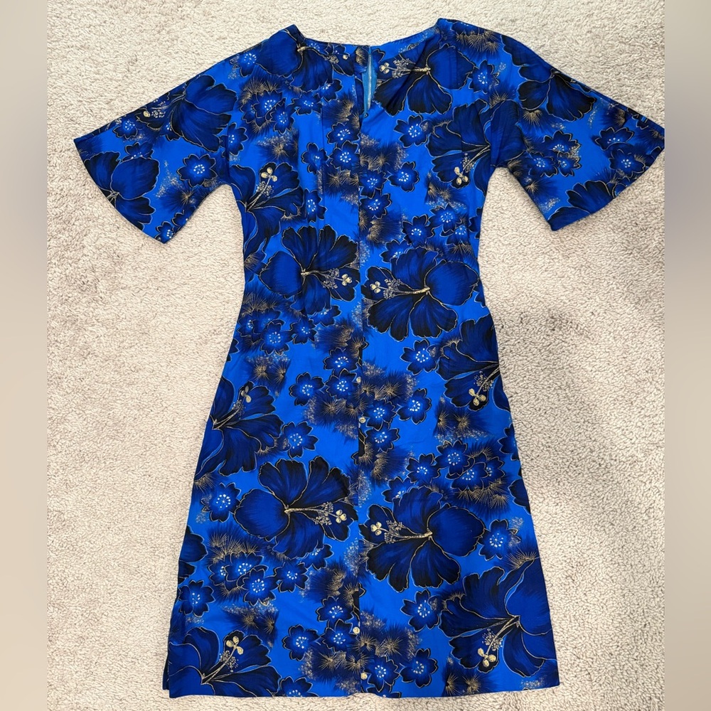 Bright Hawaiian Blue Floral Dress